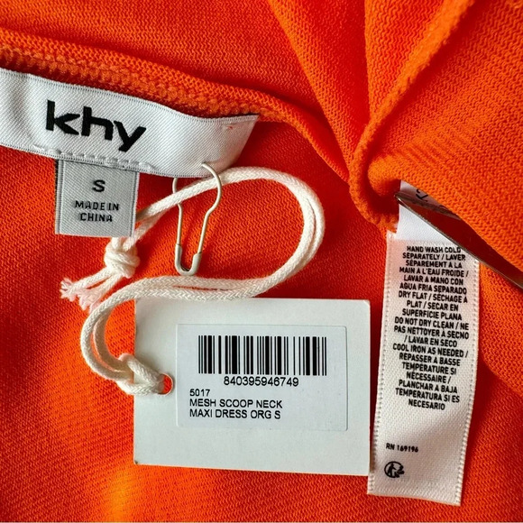 RARE NWT KHY BY KYLIE JENNER Mesh Scoop Neck Maxi Dress Orange Size S - Picture 6 of 10